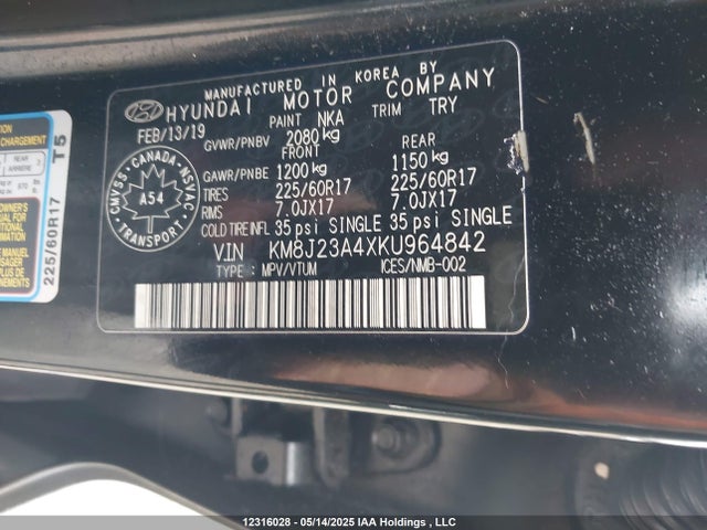 KM8J23A4XKU964842 Hyundai gdi nu