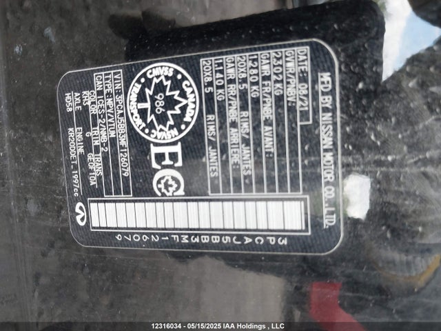 3PCAJ5BB3MF126079 Infiniti 2021