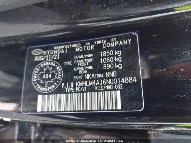 KMHLM4AJ6NU014884 Hyundai gdi kappa