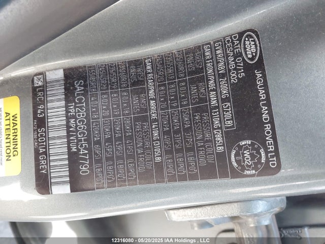 SALCT2BG6GH547790 Land Rover gtdi lev3 sulev30