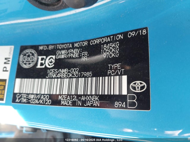 JTNK4RBE0K3017985 Toyota m20a-fks