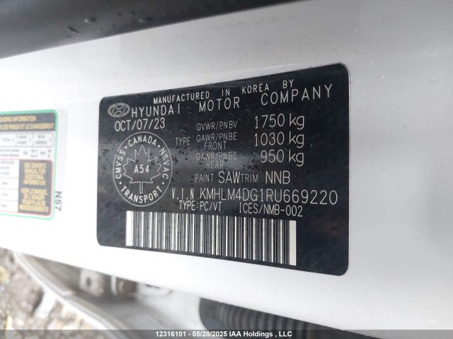 KMHLM4DG1RU669220 Hyundai mpi nu pe