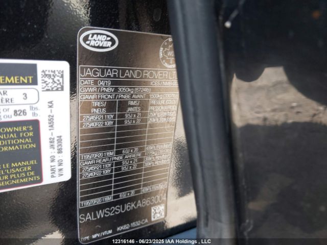 SALWS2SU6KA863004 Land Rover aj20p6