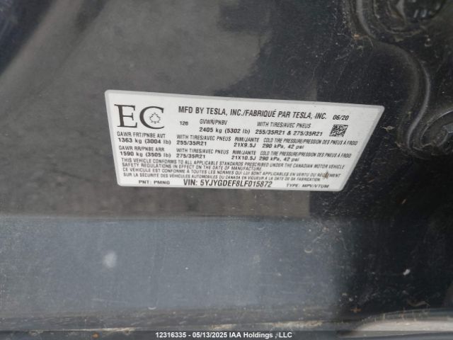 5YJYGDEF8LF015872 Tesla 2020