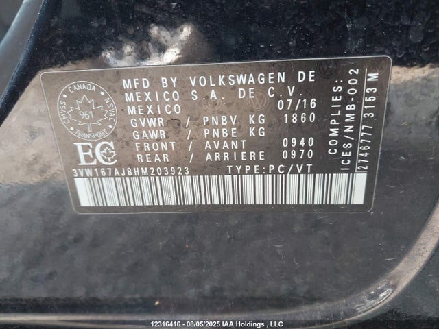3VW167AJ8HM203923 Volkswagen 1.4 tsi