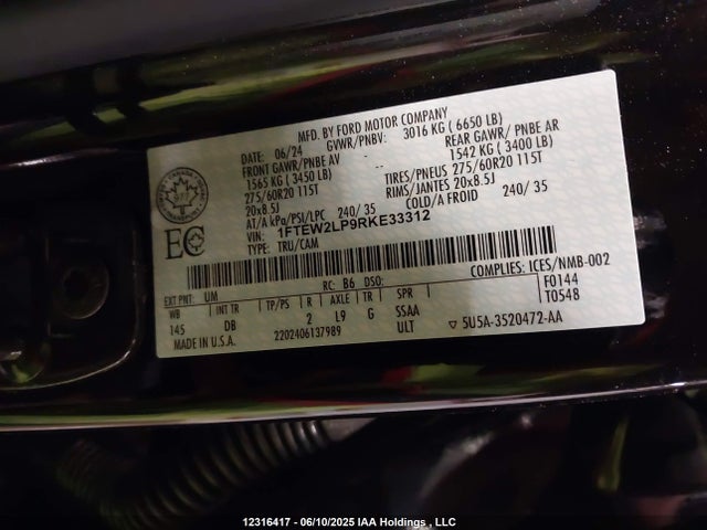 Ford 2.7l-4v 2024 1FTEW2LP9RKE33312 Image 19