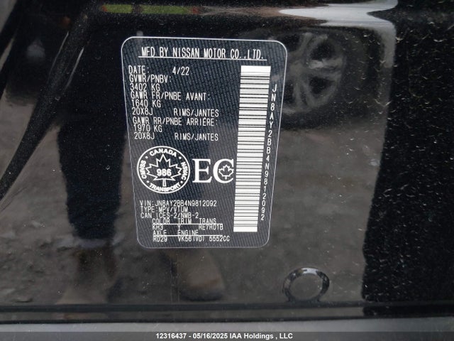 Nissan Armada 2022 JN8AY2BB4N9812092 Image 9