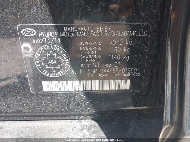 5NPE34AF5FH019601 Hyundai Sonata Sport/limited