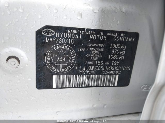 KMHC85LH4KU031845 Hyundai Ioniq Ev Preferred
