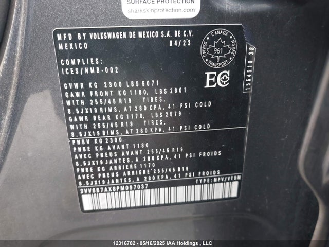3VV8B7AX8PM097037 Volkswagen tsi