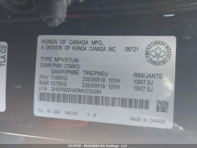 2HKRW2H42MH230284 Honda l15be