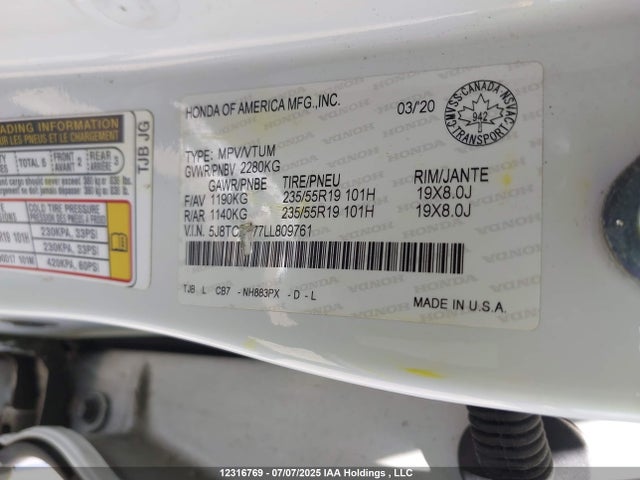Acura k20c4 2020 5J8TC2H77LL809761 Image 18