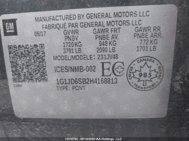 1G1JD6SB2H4168813 Chevrolet luv - mfi, vvt: variable valve timing, alum, e85 max