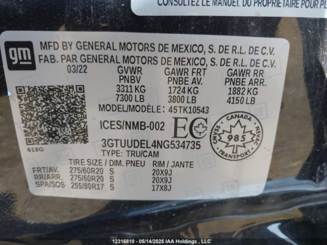 3GTUUDEL4NG534735 GMC l87