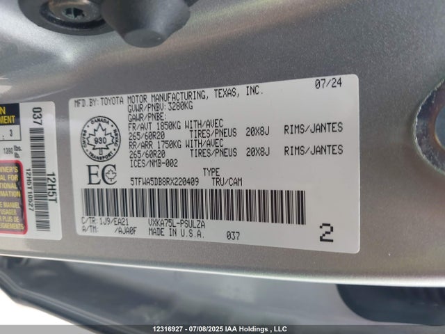Toyota v35a-fts 2024 5TFWA5DB8RX220409 Image 9