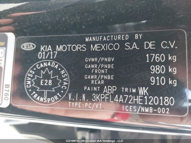 3KPFL4A72HE120180 KIA mpi nu