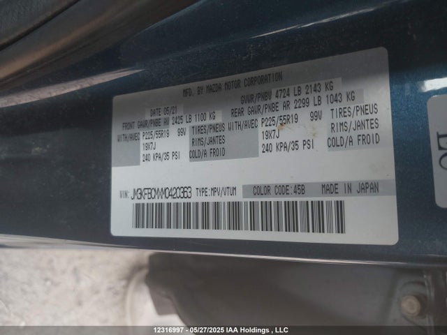 JM3KFBCMXM0420363 Mazda py cylinder decativation