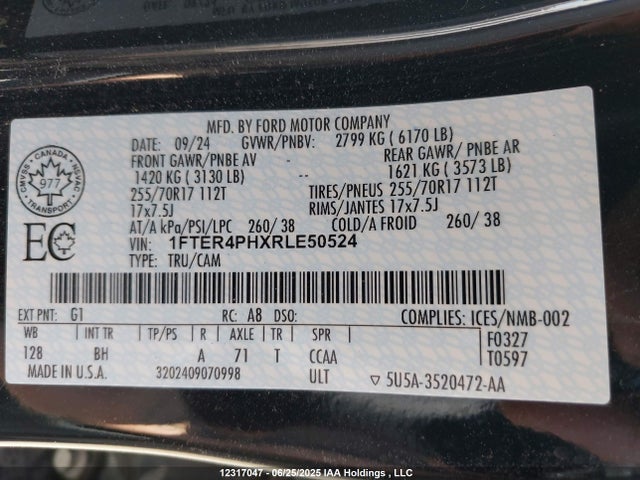 1FTER4PHXRLE50524 Ford Ranger