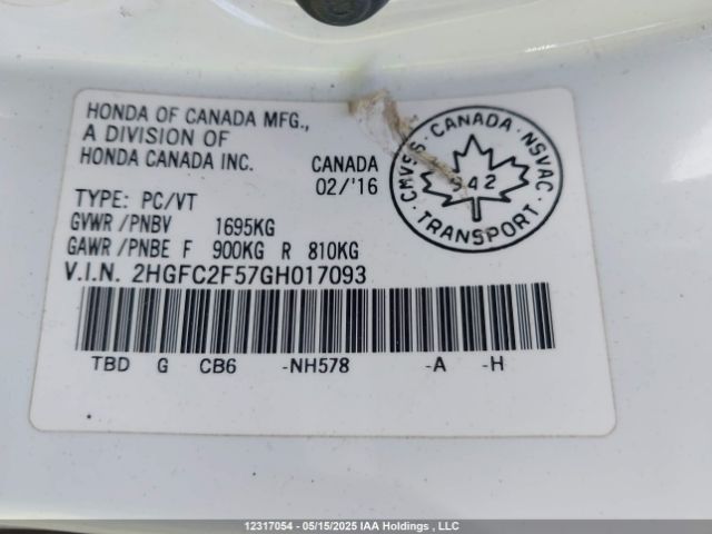 2HGFC2F57GH017093 Honda k20c2