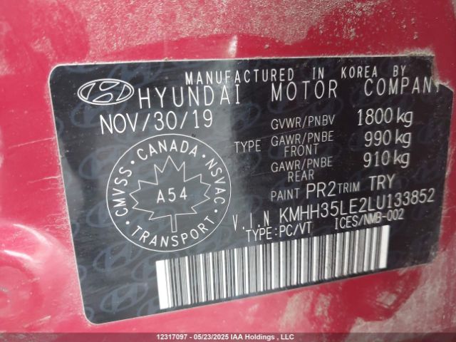 KMHH35LE2LU133852 Hyundai ELANTRA GT