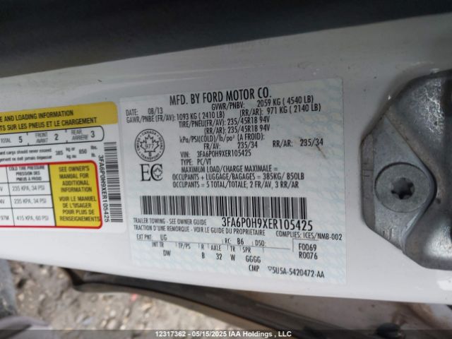 3FA6P0H9XER105425 Ford FUSION SE