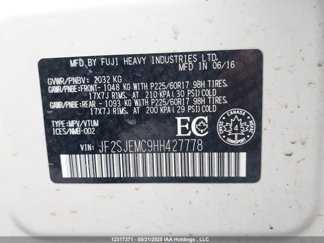 JF2SJEMC9HH427778 Subaru naturally aspirated c5