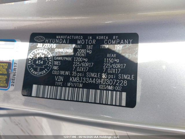 KM8J33A49HU307228 Hyundai gdi nu