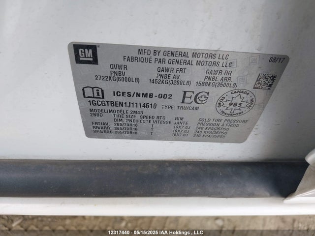 1GCGTBEN1J1114610 Chevrolet lgz - di: direct injection, vvt: variable valve timing, alum, var2, gen2