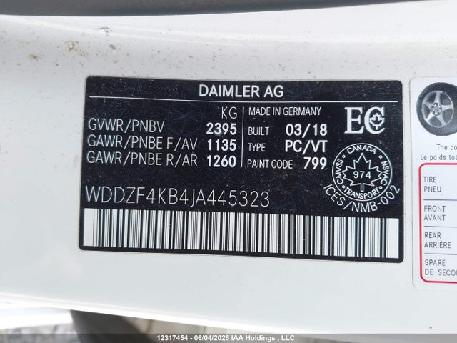 Mercedes-Benz m274 2018 WDDZF4KB4JA445323 Image 9