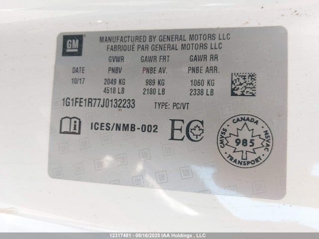 1G1FE1R77J0132233 Chevrolet lt1 - direct injection, afm, variable valve timing, high output, alum