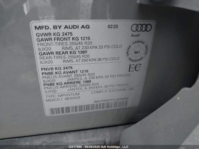 WA1FNAFY1L2078059 Audi Q5 Titanium Prestige