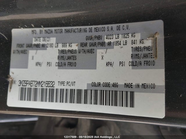 3MZBPAB72MM216632 Mazda pe