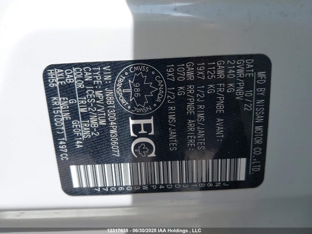 JN8BT3DD4PW306077 Nissan Rogue