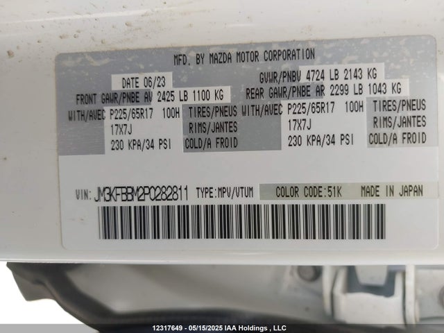 JM3KFBBM2P0282811 Mazda Cx-5 Select