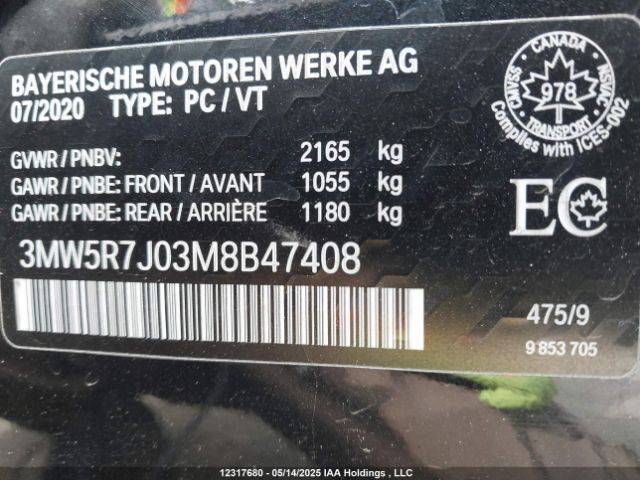 3MW5R7J03M8B47408 BMW 330I