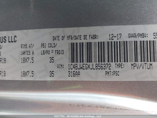 1C4BJWEGXJL856372 Jeep 2018