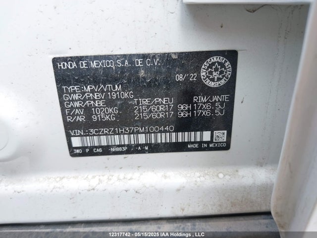3CZRZ1H37PM100440 Honda k20z5
