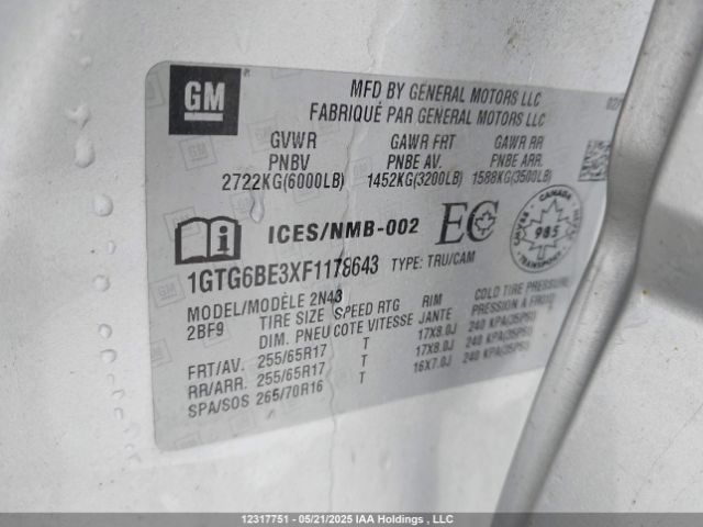 1GTG6BE3XF1178643 GMC Canyon