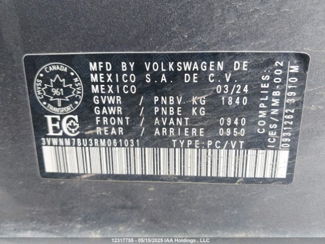 3VWNM7BU3RM061031 Volkswagen tsi