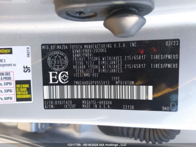 7MUCAABG0PV055913 Toyota Corolla Cross Le