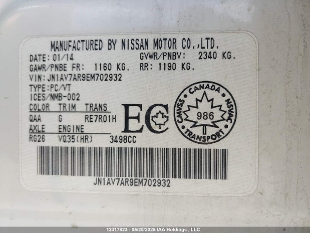 JN1AV7AR9EM702932 Infiniti 2014