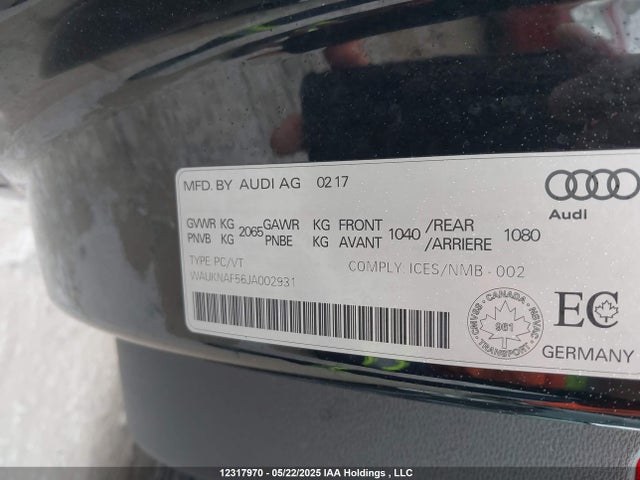 WAUKNAF56JA002931 Audi 2018