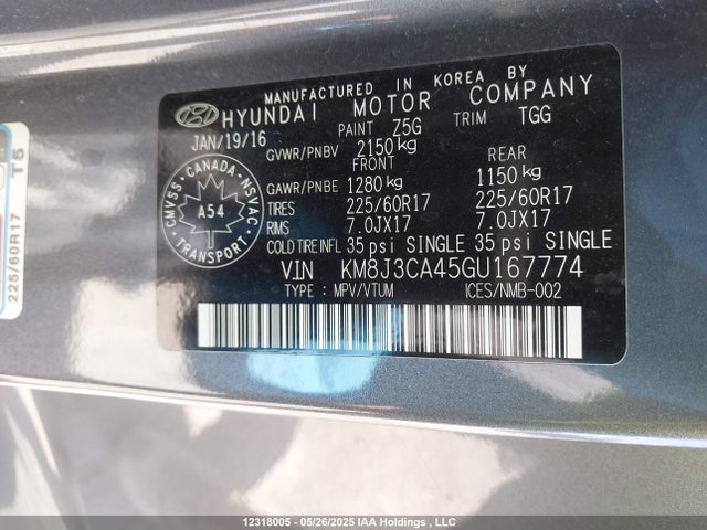Hyundai 2016 2016 KM8J3CA45GU167774 Image 9