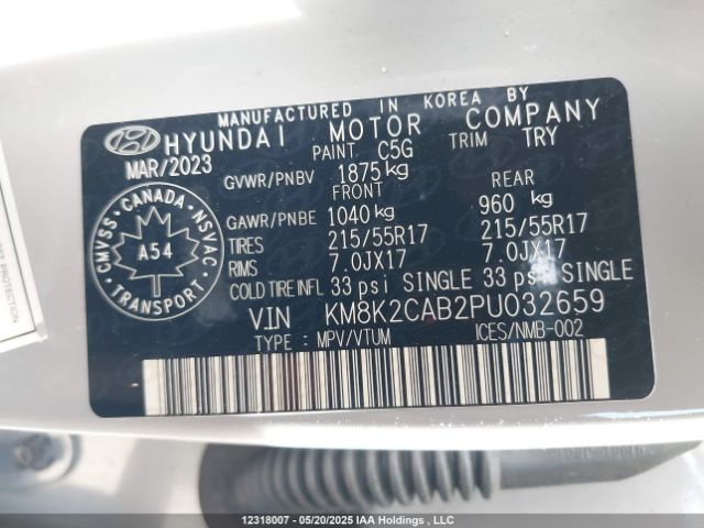 KM8K2CAB2PU032659 Hyundai mpi nu pe