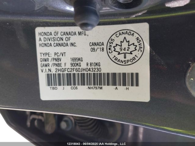 2HGFC2F60JH043230 Honda CIVIC SEDAN