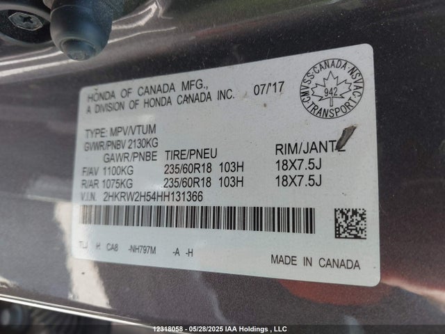 2HKRW2H54HH131366 Honda l15be