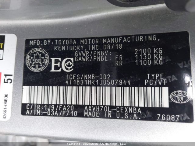 4T1B31HK1JU507944 Toyota CAMRY LE