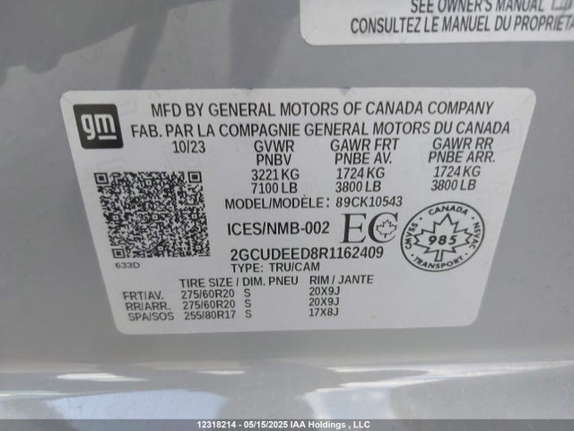2GCUDEED8R1162409 Chevrolet l84