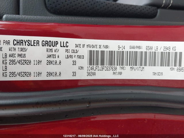 1C4RJFDJ3FC637630 Jeep Grand Cherokee