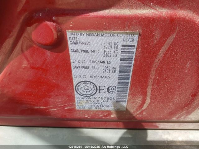5N1AT2MV8JC767605 Nissan Rogue Sv/sl